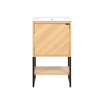 Juhl Chevron-Front Modern Minimalist 2-Shelf Bath Vanity Cabinet Only (Sink Basin Not Included) - JONATHAN Y